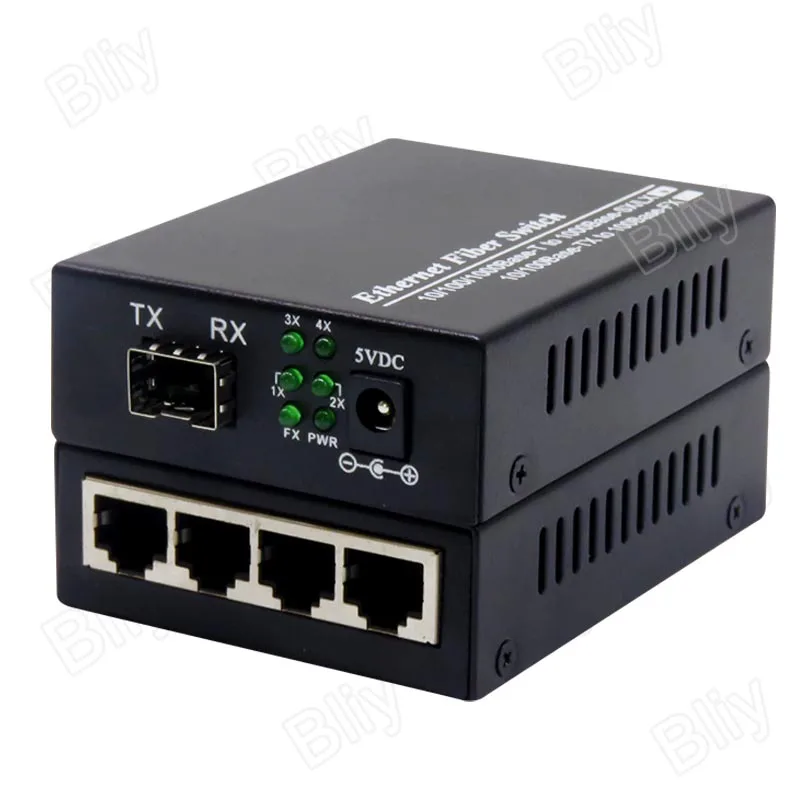 Гигабитный ethernet волоконно-оптический коммутатор 1 sfp 4 rj45 SFP оптический медиаконвертер UTP SC порты SFP медиаконвертер ONU