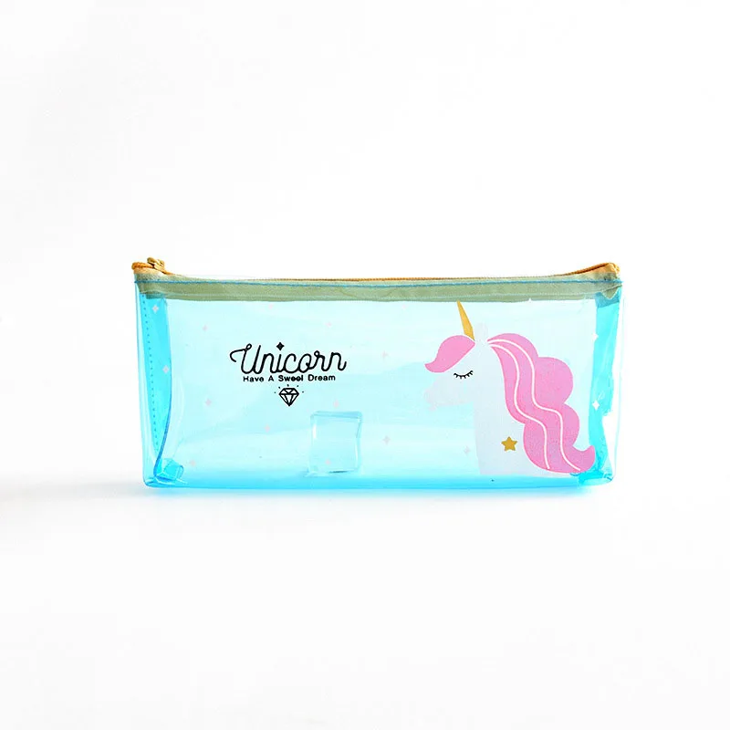 1 шт. мультяшный Единорог пенал Толстый ПВХ прозрачный Карандаш сумка коробка для