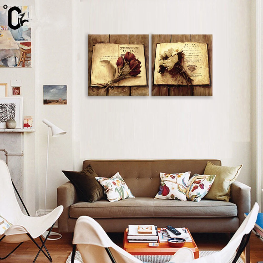 2 шт. настенные картины с изображением цветов в винтажном стиле|picture for living room|wall