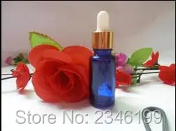 

15ML Glass Oil Bottle, Blue Color With Gold Circle And Plastic Head Dropper Bottle, Glass Essential Oil Vials, 40pcs/lot