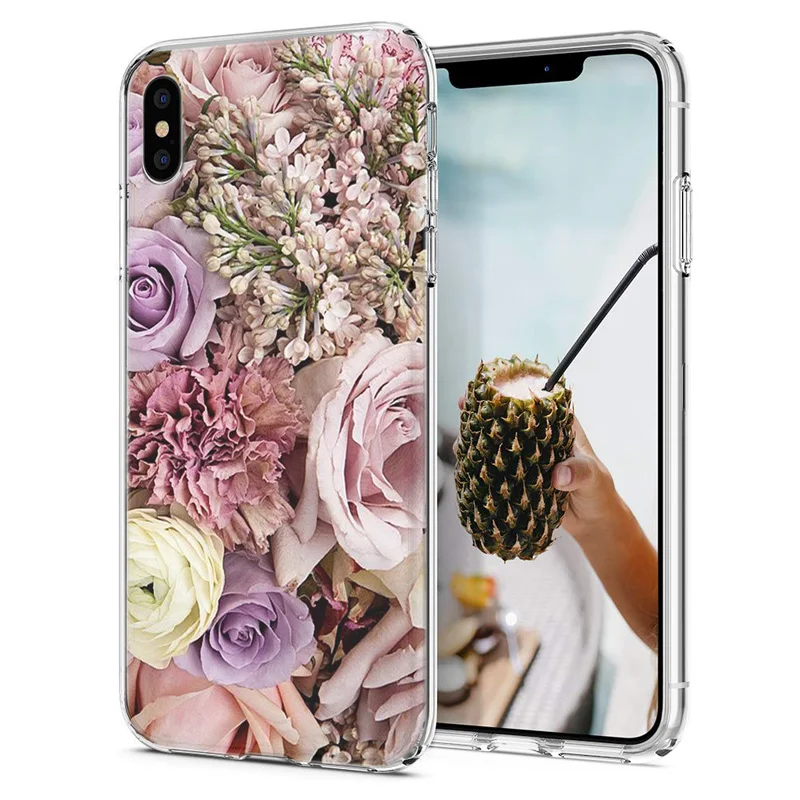 Мягкий чехол для телефона iPhone 6 XS Max чехлы 10 TPU цветной цветочный узор X XR F079 |