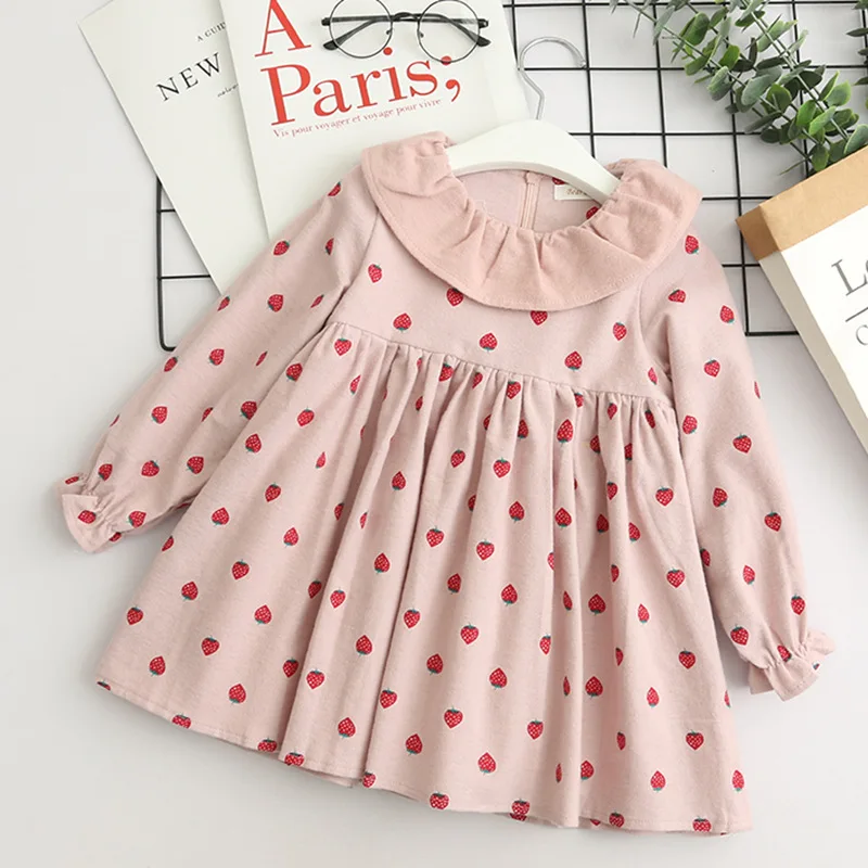 Spring and Autumn New Girls Dress Fashion Full Print Flower Bow Long Sleeve Children's clothings | Детская одежда и обувь