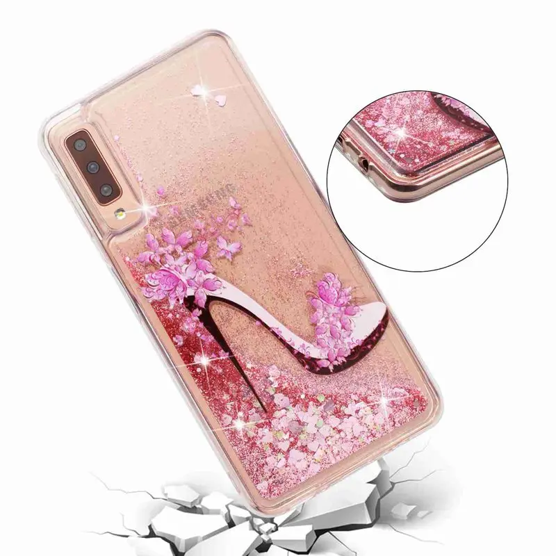 Phone Case For Samsung Galaxy A3 A5 A8 A6 Plus A7 A9 Protective Shell Glitter Quicksand Transparent A750 Back Cover Soft TPU |