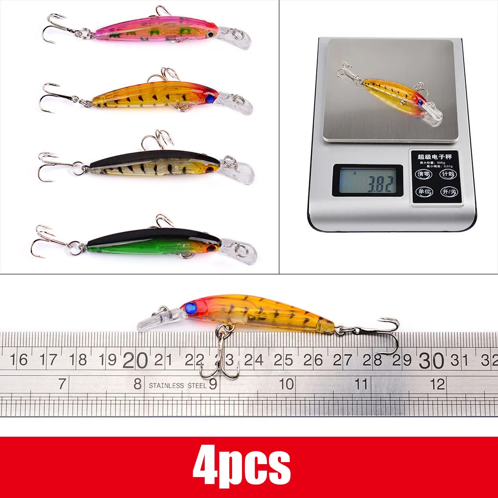 4pcs 56 шт./лот, набор смешанных рыболовных наживок для ловли гольян, Троллинг, искусственные приманки, реалистичные воблер, рыболовные снасти для ловли карпа, кренкбейт - Цвет: 4pcs