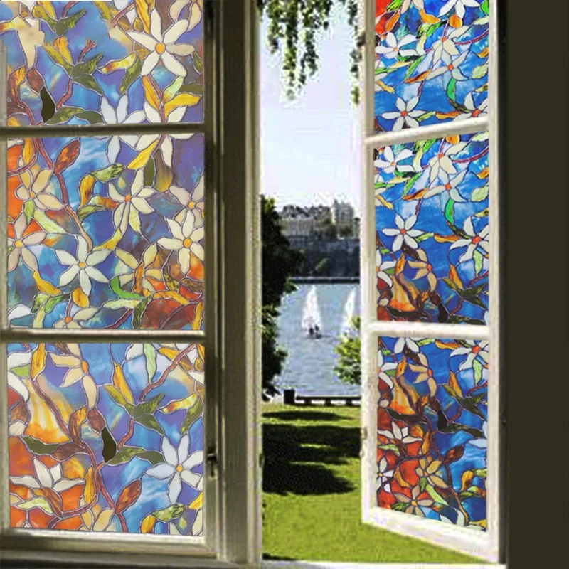 2 м длинные современные стеклянные наклейки в американском стиле с цветами