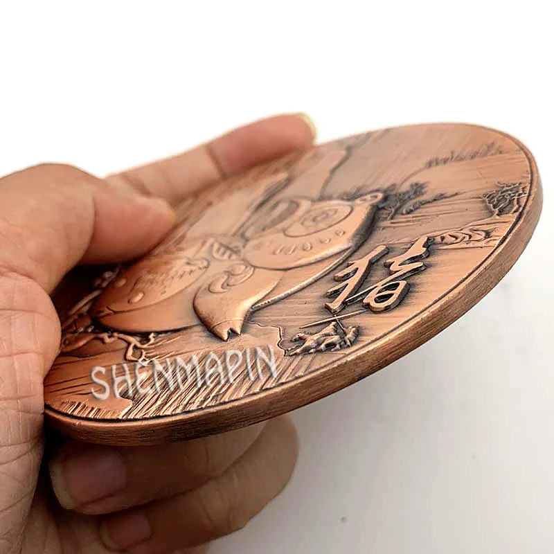 

Three-dimensional Relief Double Sided Pig Commemorative Coin Chinese Culture Zodiac Pig Red Copper Art Coins Collectibles