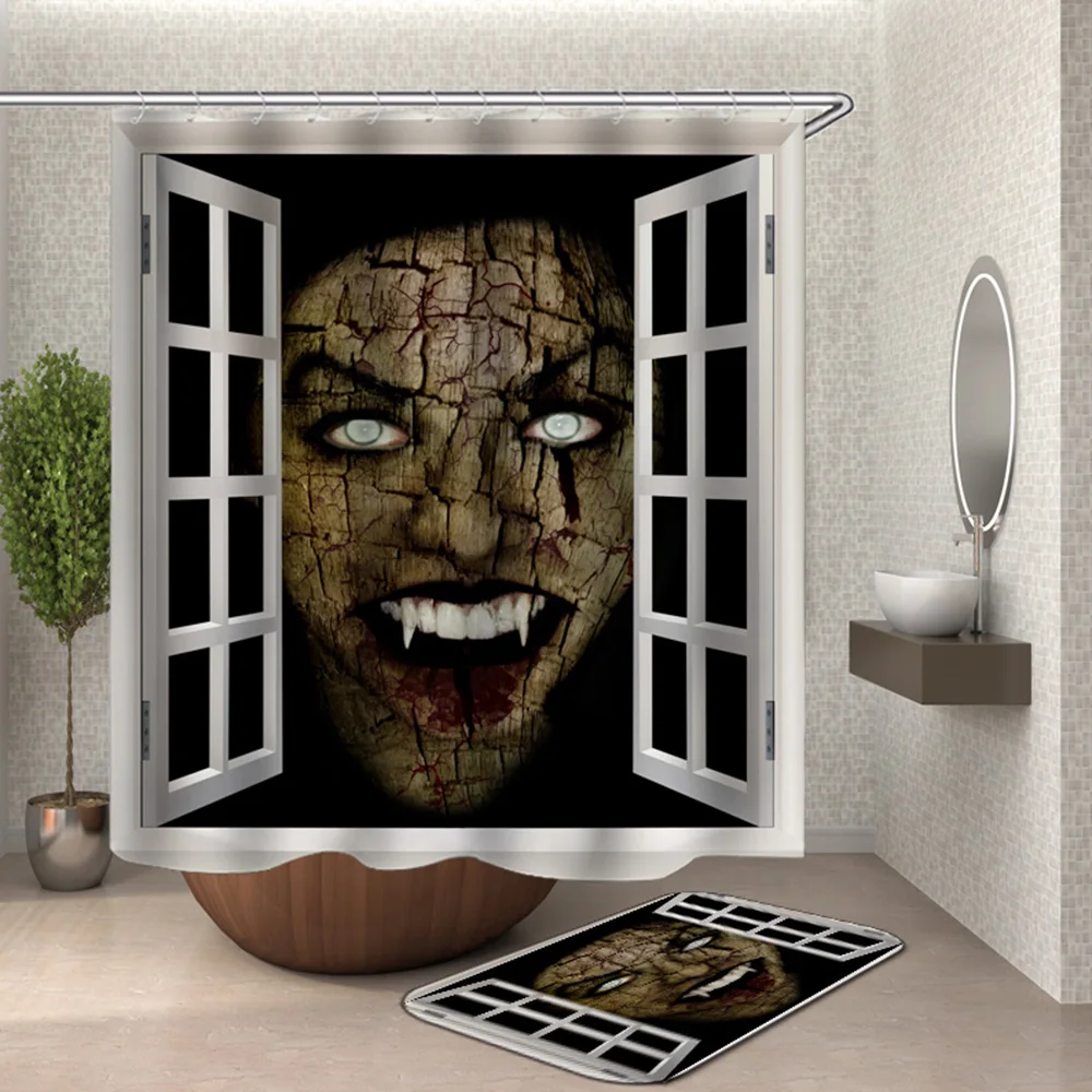 

fire punk skull shower curtain waterproof polyester play gitar bathroom curtain Shower drop shipping