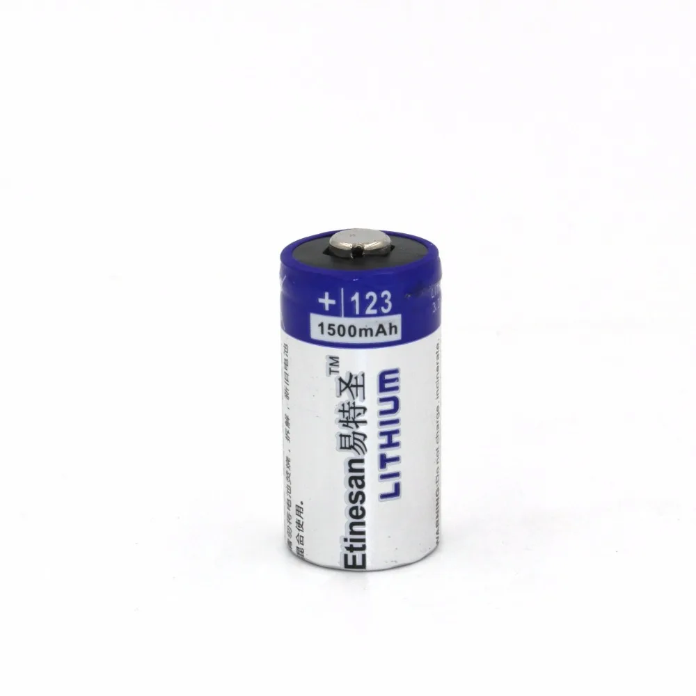 12 шт./лот Etinesan1500mAh литиевая батарея CR123A 3 V фотобатарея EL123A CR17345 123 123a вольт |