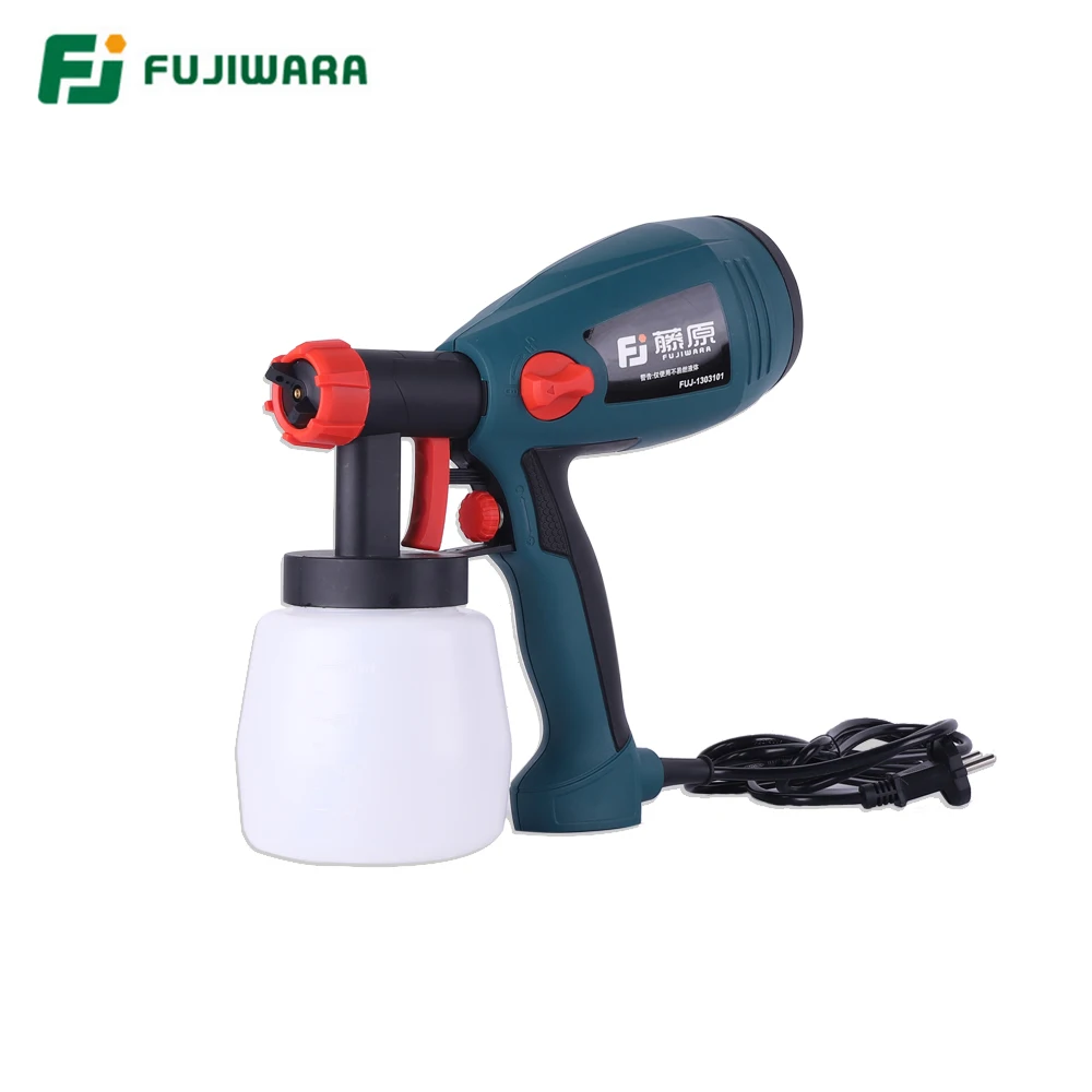 plastic kettle FUJIWARA 400 Вт Электрический пистолет-распылитель латексной краски, Аэрограф для краски, пистолет-распылитель для краски, инструменты для нанесения краски, высокое распыление 1,8 мм/2,5 мм - Цвет: plastic kettle