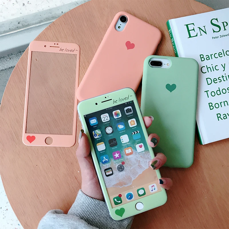 Жидкий силиконовый чехол для iPhone XS Max + закаленное стекло Передняя пленка X XR 7 8 6s