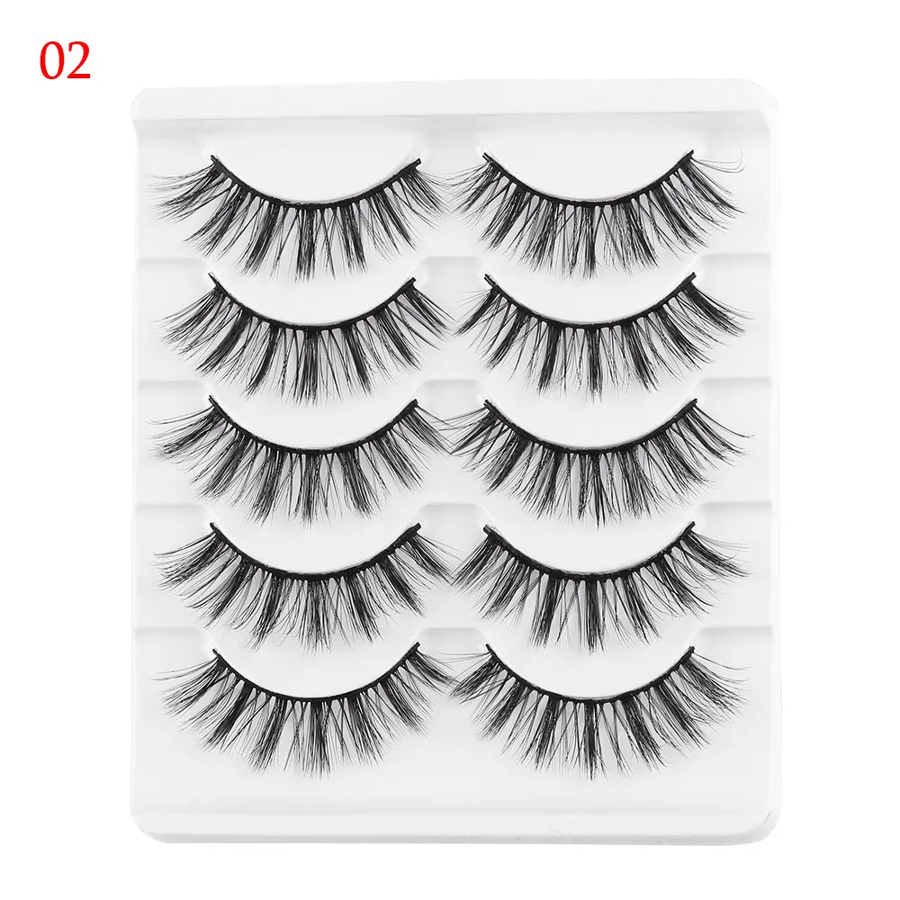 01 5 пар 3D Искусственные норковые накладные ресницы Wispies длинные крестовые ресницы ручной работы инструменты для макияжа глаз - Цвет: 01