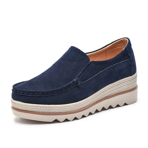 Y522 blue Качественные замшевые мокасины на плоской подошве без застежки; женские кроссовки; коллекция года; сезон осень; обувь на толстой подошве; обувь на платформе; кожаные лоферы для женщин - Цвет: Y522 blue