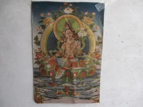 

Elaborate Tibetan silk embroidery kind guanyin bodhisattva thangka