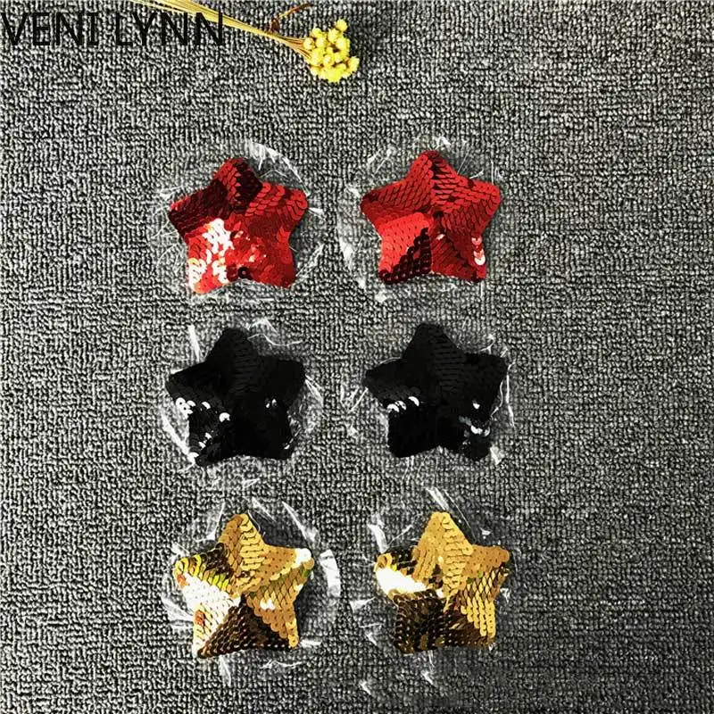 VENI LYNN с блестками пятиугольные наклейки на грудь черный/красный/Золотой