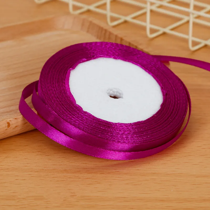 Fuchsia 25 ярдов/рулон атласных лент Свадебные украшения для рождественской вечеринки ручной работы бант ленты для поделок Открытки Подарочные упаковочные принадлежности - Цвет: Fuchsia