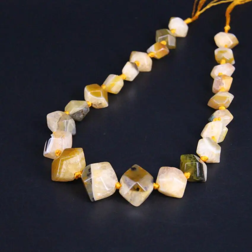 

15.5"/strand Yellow Crack Natural Agates Drusy Faceted Nugget Loose Beads,Raw Onxy Geode Gems Graduated Pendants Jewelry Making