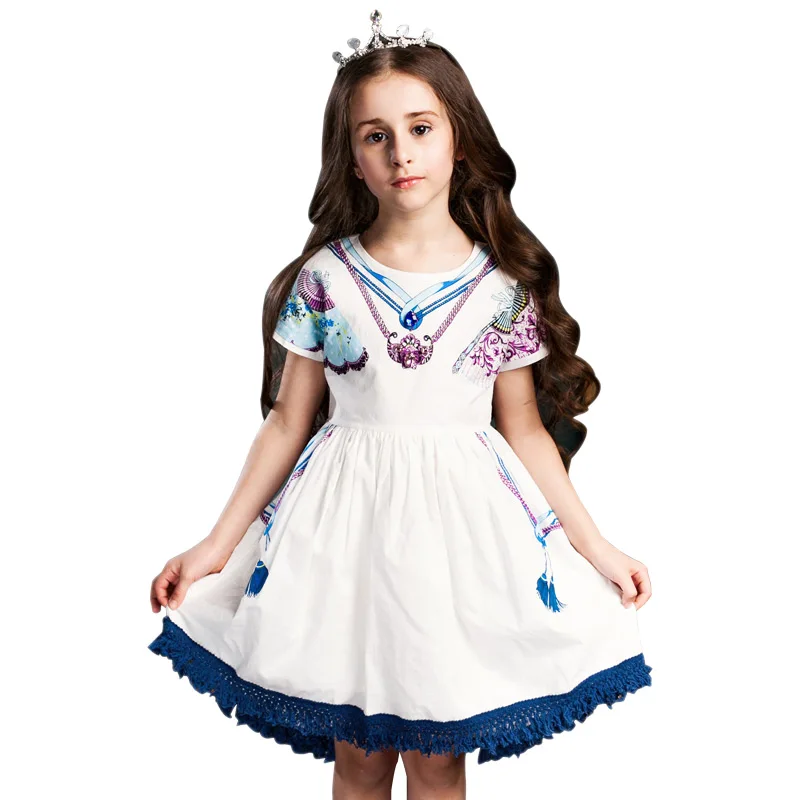 2-16 Years 2018 Girls Summer Dress Kids Preppy Dresses for Toddler Birthday Princess Costume Print | Детская одежда и обувь