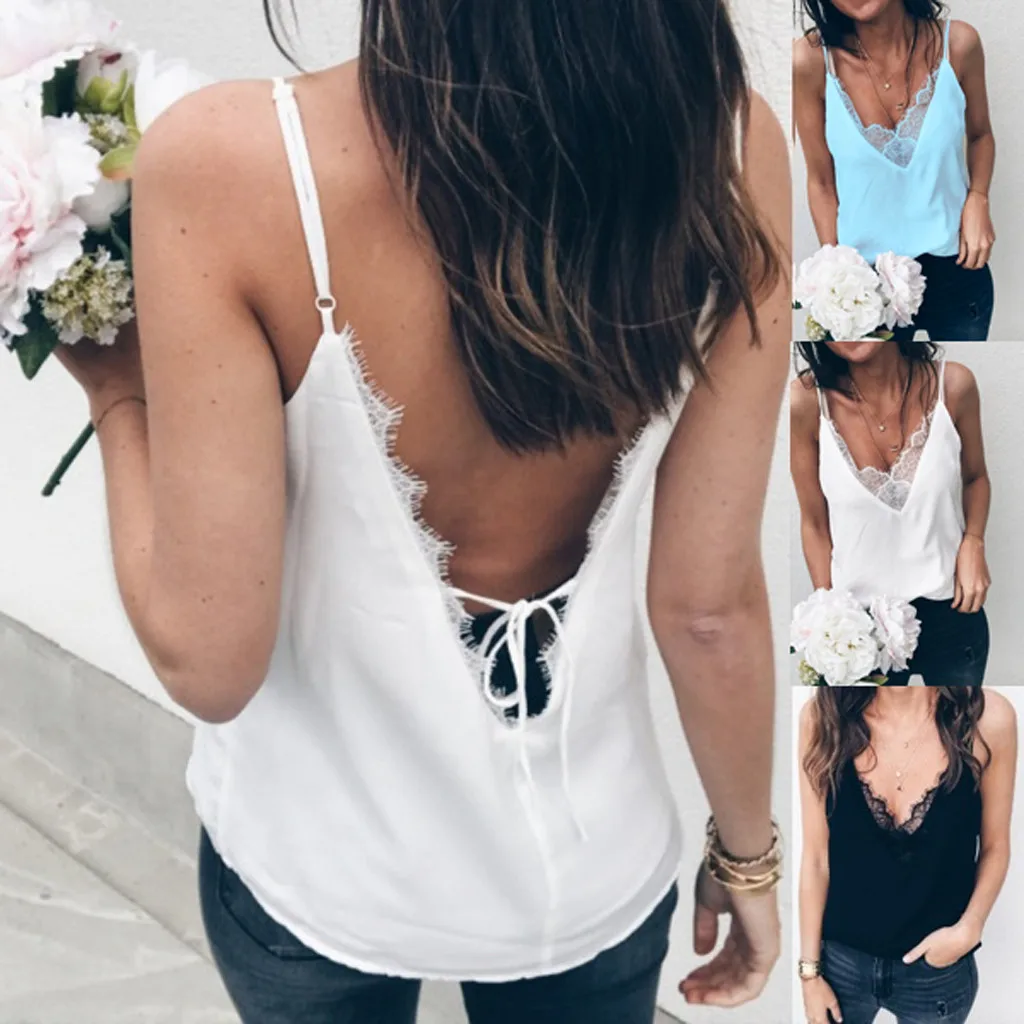 2019 сексуальный топ на бретельках с бретельками женская летняя кружевная майка