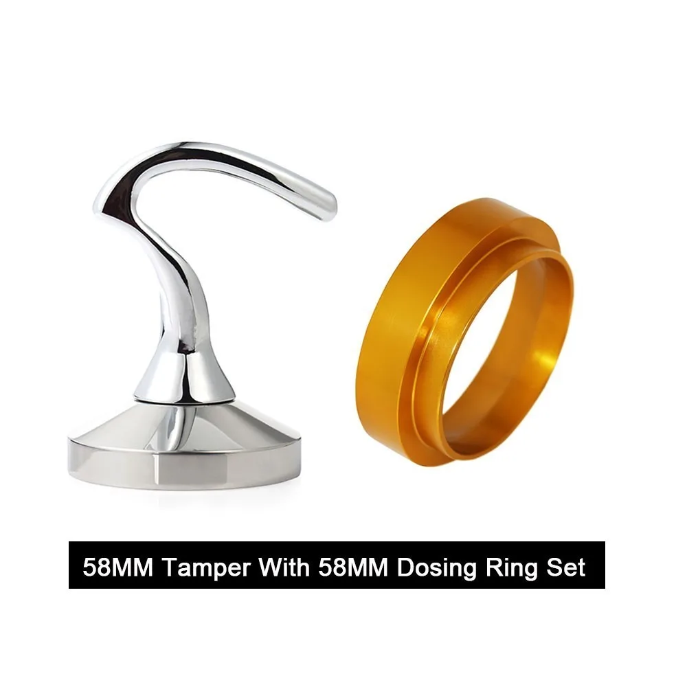 1 Tamper 1 Ring Нержавеющая сталь 58 мм трамбовочная кофемолка эспрессо инструмент Алюминиевый Дозирующее кольцо кофе трамбовочный набор для эспрессо Запчасти для кофеварки - Цвет: 1 Tamper 1 Ring