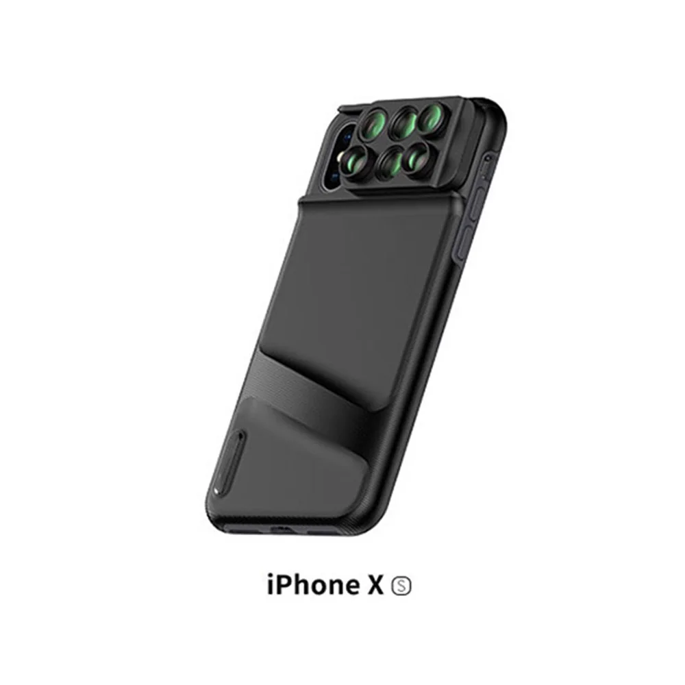 For iphone XS ET 6 в 1 телефон объектива камеры чехол для телефона XR XS Max рыбий глаз Широкоугольный макро объектив Телефон крышка мобильного телефона чехол Полный охват - Цвет: For iphone XS