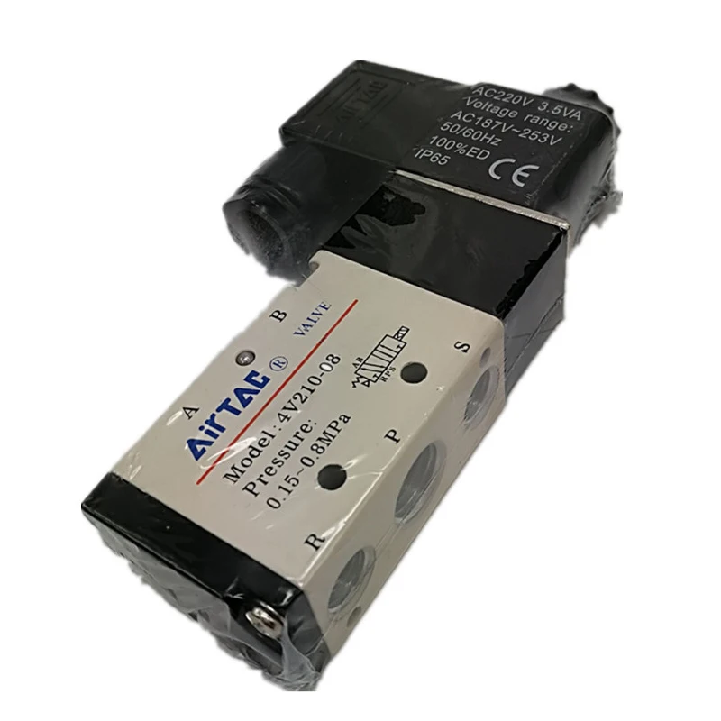 4V210-08 DC12V DC24V AC110V AC220V 5 Путь 2 Позиция Airtac электромагнитный клапан