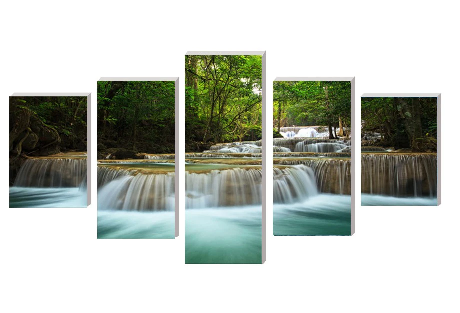 Рамка 5 панелей искусственная картина маслом пасторальный водопад украшение