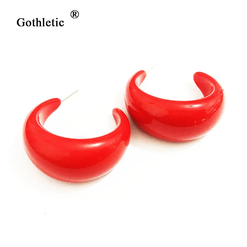 Серьги кольца Gothletic коричневые/красные 35 мм серьги из смолы для женщин модные