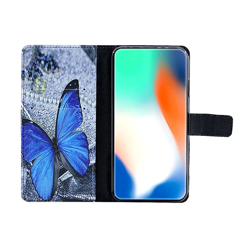 PDGB кожаный чехол-бумажник с рисунком для Huawei Honor 8X 8A 8C 8S Y6 Y7 Prime Y5 Y9 цветной чехол с откидной крышкой и бабочкой