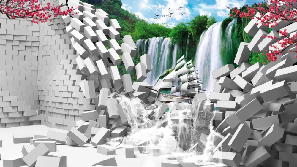 Большие 3d шторы окна гостиной спальни водопад стены настроить шторы|Занавески| |