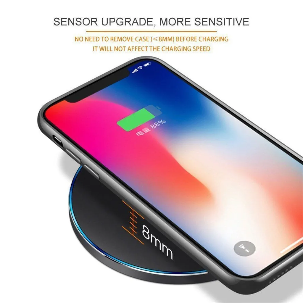 Быстро Qi Беспроводной Зарядное устройство зарядного устройства для iPhone Xs Xr S8 S9 S10