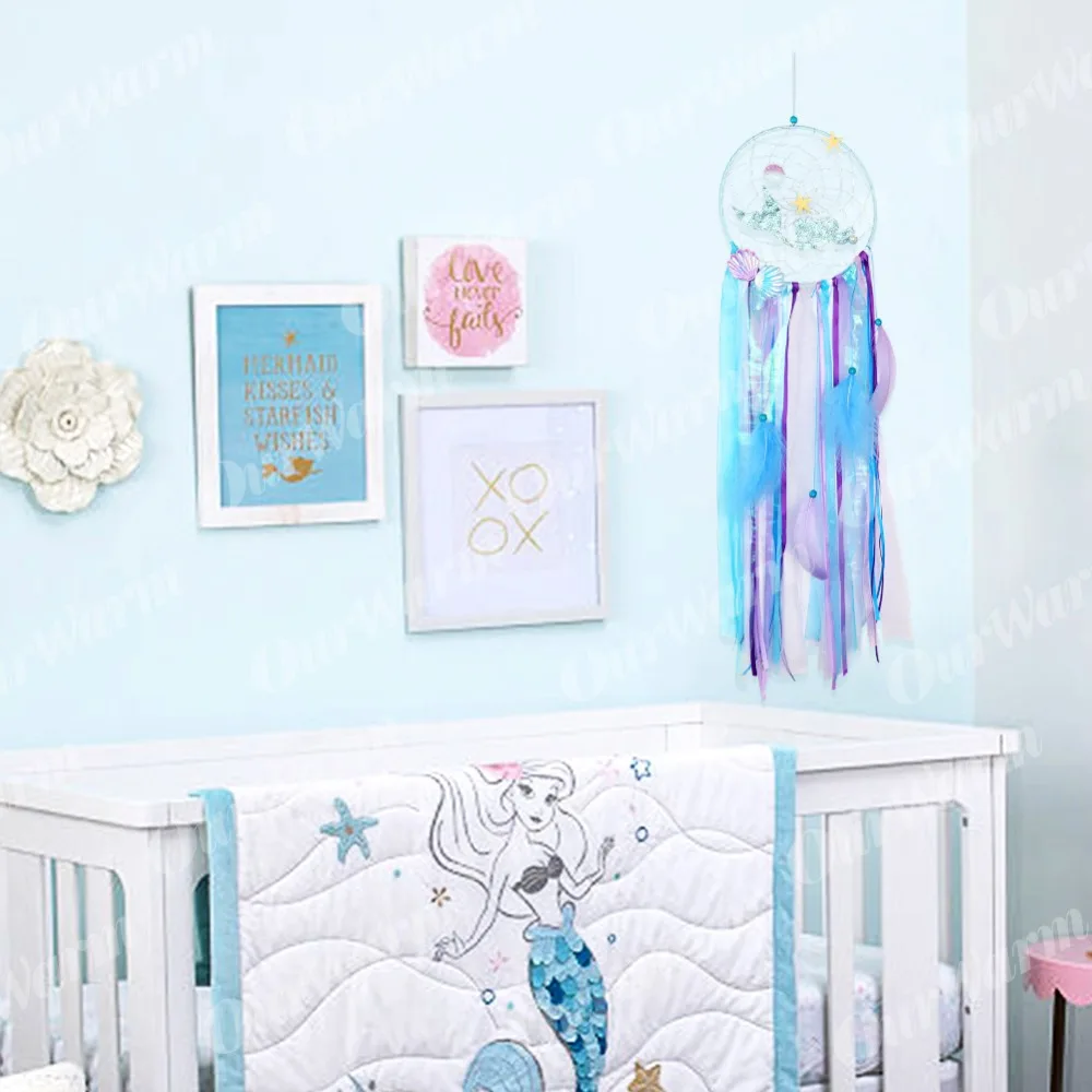 OurWarm Under The Sea вечерние украшения Русалка Dream Catcher Baby Shower Русалка тематические вечеринки синий колокольчиков дома Настенный декор