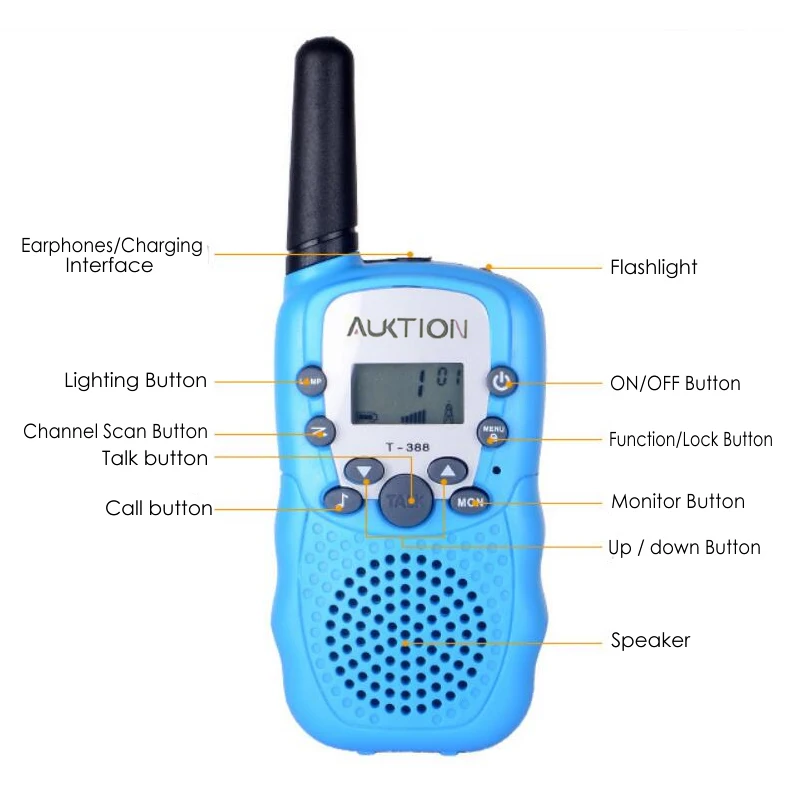 T 388 Mini Walkie Talkie UHF 462 550 467 7125 MHz Двусторонняя радиостанция 0 5 W 22CH для детей с ЖК