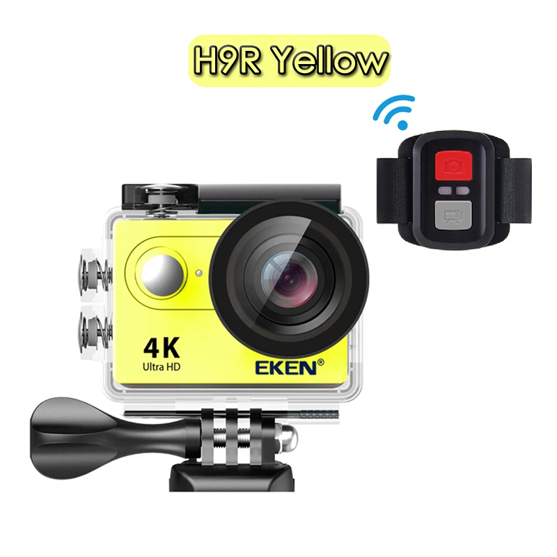 H9R Yellow Оригинальная Экшн-камера eken H9/H9R Ultra HD 4 K/30fps, WiFi, 2,0 дюйма, 170D, водонепроницаемая, для подводной съемки, на шлем, Vedio go Sport pro Came - Цвет: H9R Yellow
