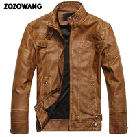 zozowang 2020 new autumn winter motorcycle leather jackets mens leather coat thick faux pu jacket mens brand clothing male coat