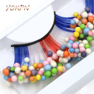 Искусственные ресницы YOKPN, синие, красные, белые, перекрещивающиеся густые