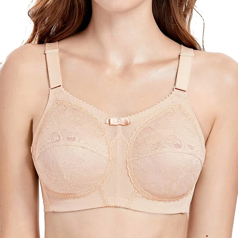 34-44 B C D DD E Women Wireless Full Coverage Wire Free Comfort Unlined Lace Sheer Ultra thin Plus Size Minimizer Bra | Женская одежда