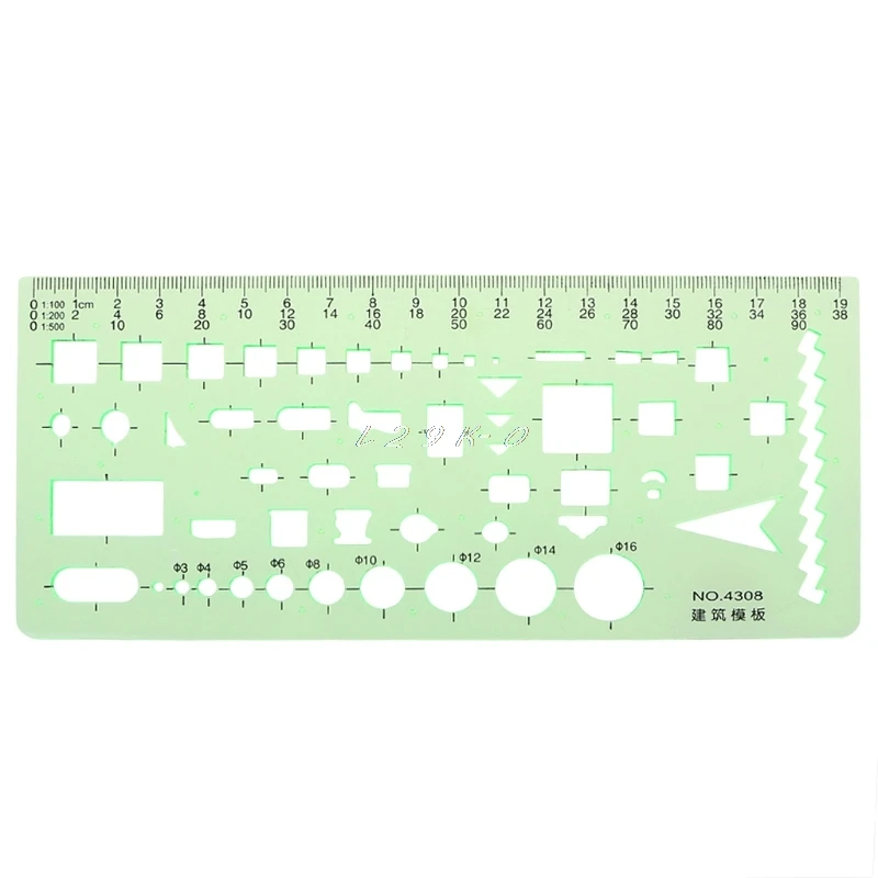 Зеленая пластиковая линейка строительный дизайн трафарет для рисования Шаблон