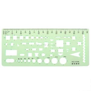 Линейка пластиковая, зеленая, трафарет для рисования