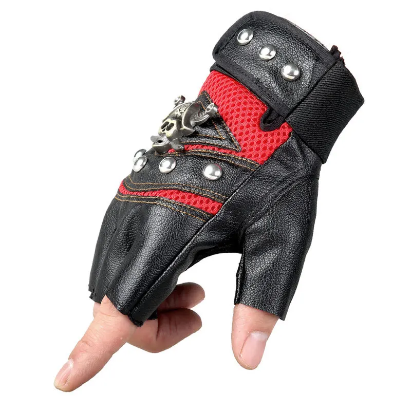 New half finger male handsome pirate captain leather hip-hop punk fitness locomotive gloves tide | Аксессуары для одежды