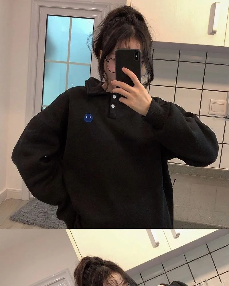 Женские толстовки Весна Осень Зима трендовая простая вышивка Kawaii Ulzzang однотонный консервативный Стиль Женская одежда шикарная свободная мягкая