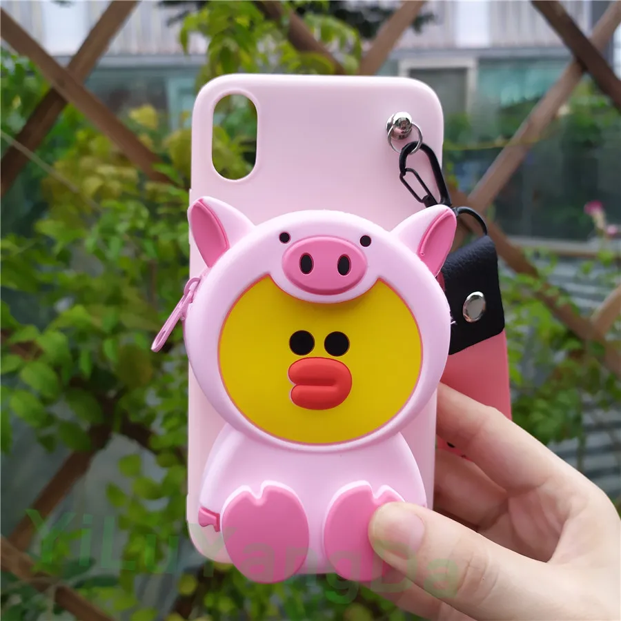 Pig Sally Wallet Милый мультяшный чехол-кошелек на молнии для телефона Huawei P10 Plus P20 P30 Mate 9 10 20X30 Pro Lite Мягкий силиконовый чехол Coque Fundas - Цвет: Pig Sally Wallet