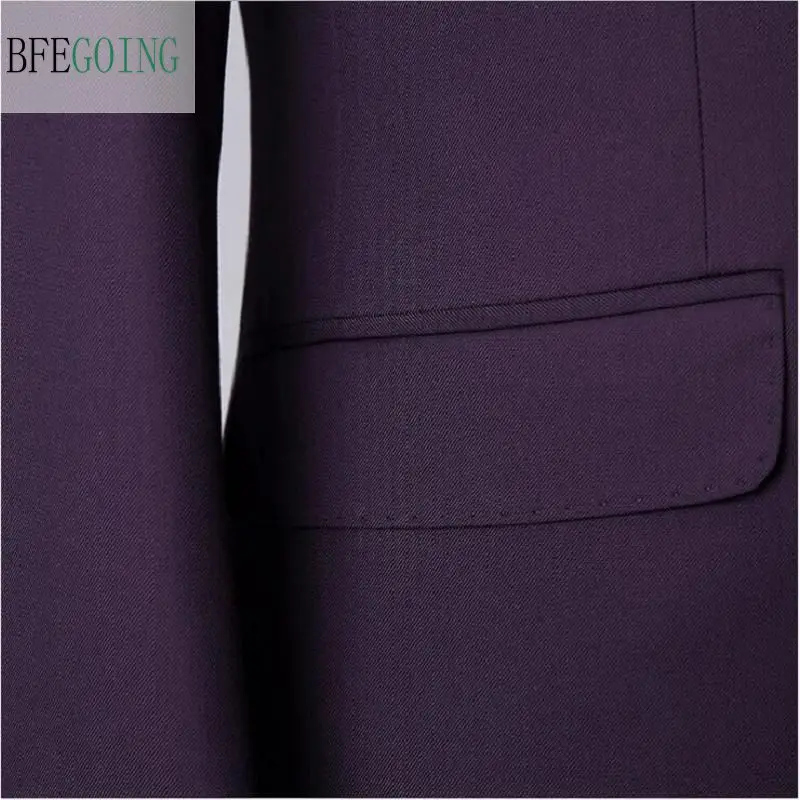 Purple Regular Жених Смокинги для женихов Однобортный жениха костюм+ жилет+ Брюки для девочек+ для свадьбы/Вечеринка