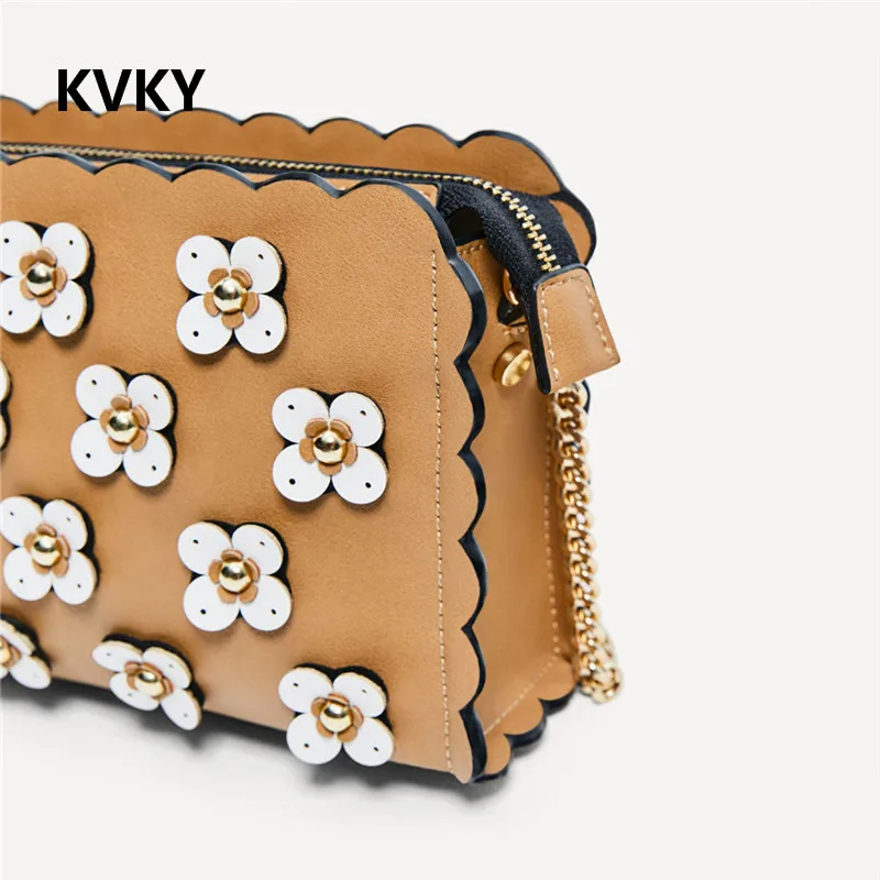 Kvky 2017 желтый маленькая сумка женская мягкая искусственная кожа аппликации Сумки
