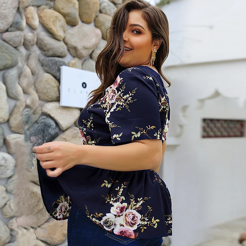 WHZHM плюс размер 3XL 4XL Топы Блузки женские с коротким рукавом Вечерние офисные