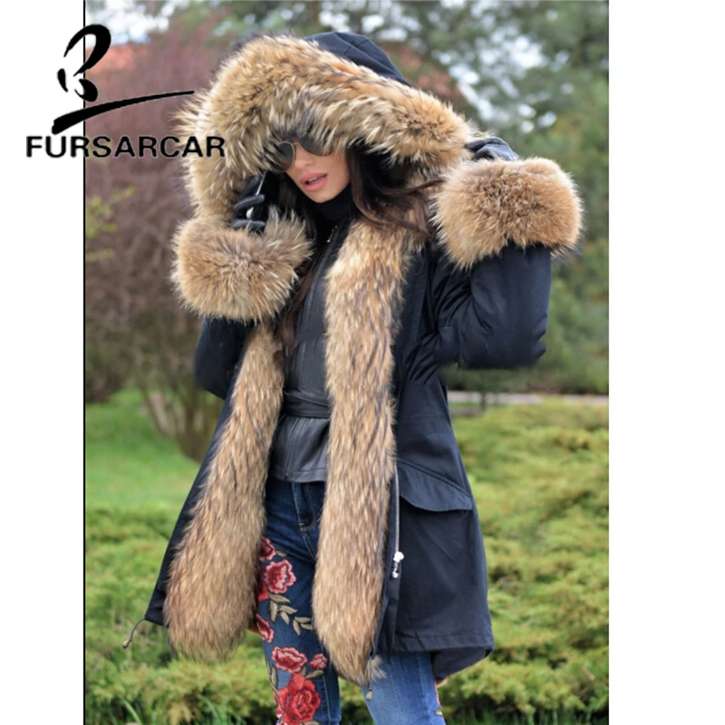 Роскошное Новое Стильное пальто FURSARCAR из натурального меха женская зимняя