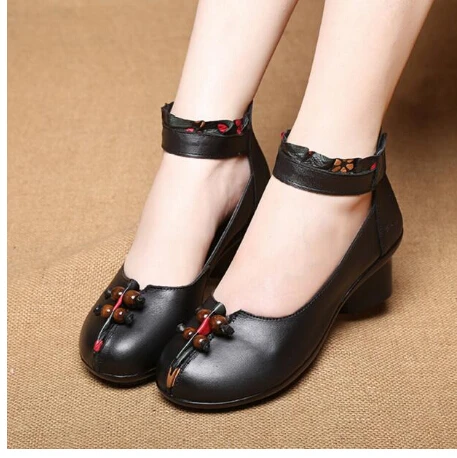 RUSHIMAN Shoes Woman 100% Genuine Leather Women Pumps Lady Round Toe Platform Shallow Mouth Size 35-41 | Обувь