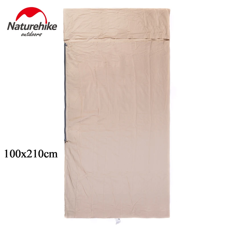 Flaxen L NatureHike портативный хлопковый спальный мешок, лайнер-конверт, ультра-светильник для кемпинга, домашний ленивый мешок, 75X210 см, 100x210 см, 320 г, 400 г - Цвет: Flaxen L