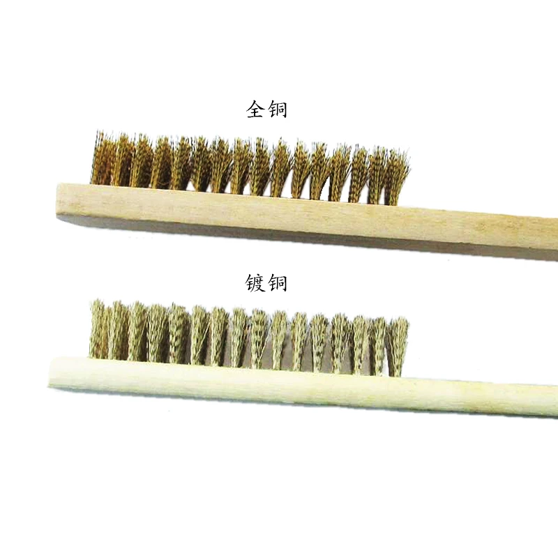 Wooden handle wire brush metal surface cleaning paint and stain removing |