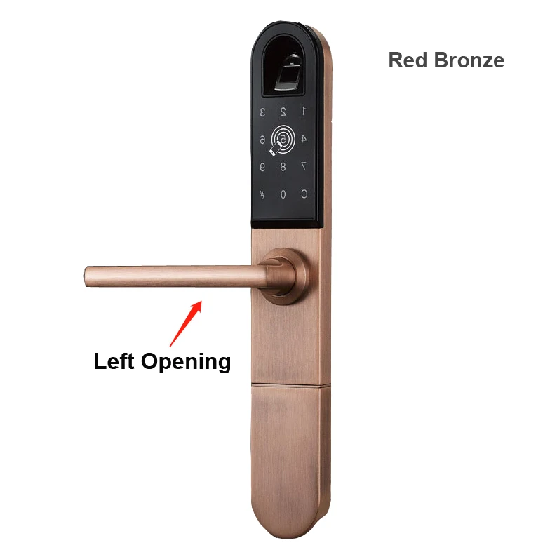 Red Bronze-Left open Умный дверной замок с Wi-Fi Bluetooth приложение электронный цифровой код RFID карты Алюминиевый раздвижной стеклянный крючок дверной замок - Цвет: Red Bronze-Left open