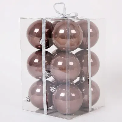 4cm Milk Coffee 12pc 3-10 см Высококачественный серый Рождественский шар подвесные украшения декор домашнего окна кулон день рождения для дерева - Color: 4cm Milk Coffee 12pc